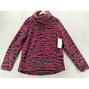 Zella Pullover Womens Small Nikki‎ Furry Fleece Purple Nectar Wild Zebra Sweater